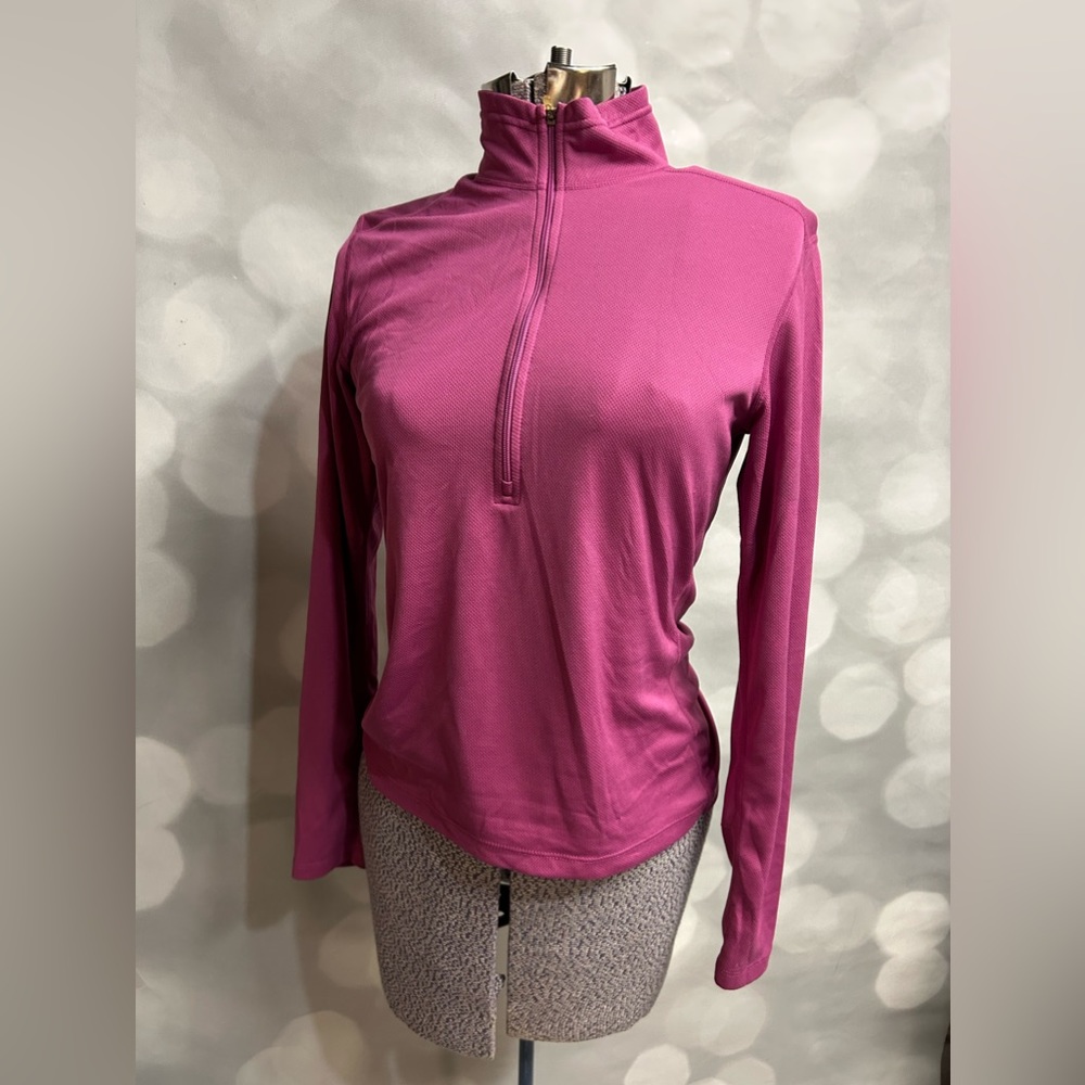 REI 1/2 zip long sleeve sun protection shirt in a beautiful mauve pink